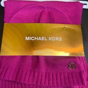 NEW WITH TAGS Michael Kors Scarf & Hat Set- Pink Fuchsia Berry